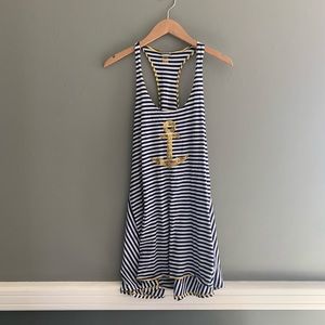Swimsuit Coverup Dress. Nautical. Sequins anchor